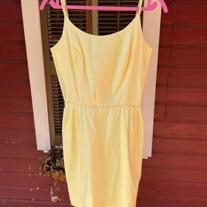 Vintage Elegant Yellow Spaghetti Strap Dress